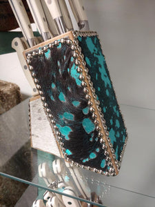 Turquoise and Brown Cowhide Knife Set