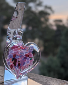 Hearts of Hand Blown Glass by Q&B Glassworks