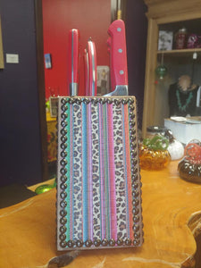 Leopard Serape Cowhide Knife Set by Tricked Out Ponies