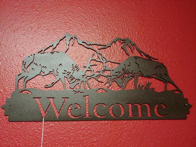 Elk Welcome Metal Sign