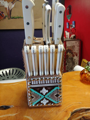 Image of Turquoise/white Knife Set