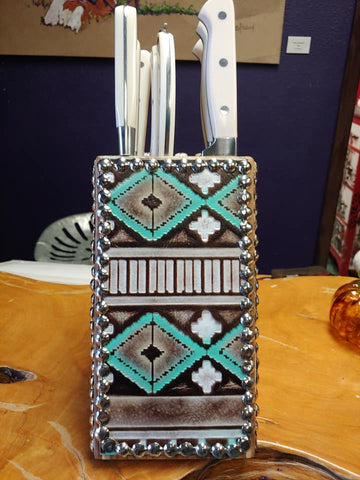 Image of Turquoise/white Knife Set