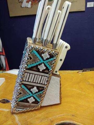 Image of Turquoise/white Knife Set