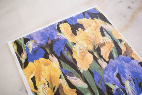 Image of Floral on Black - Rice Decoupage Paper