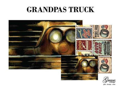 Grandpas Truck Vintage Pattern Decoupage Paper by Grace on Design