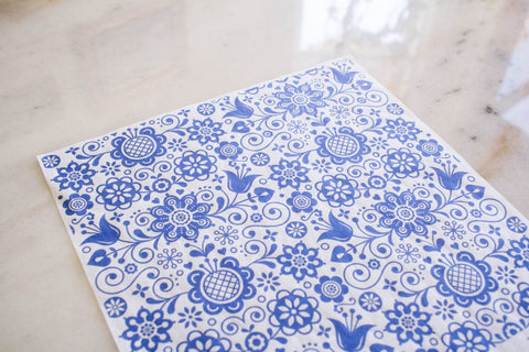 Image of Blue Glass Ornate - Rice Decoupage Paper